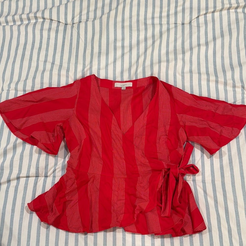 Loft Red Wrap Top
